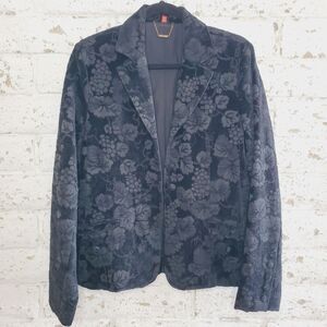 VTG American Exchange Eloise Blazer Womens Black Velvet Brocade Jacket Work Sz L